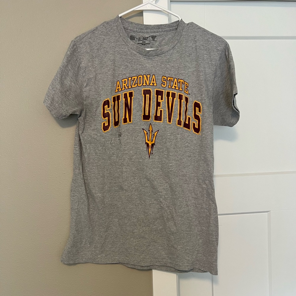 Gray Short Sleeve Tee with Collegiate Design - Arizona State